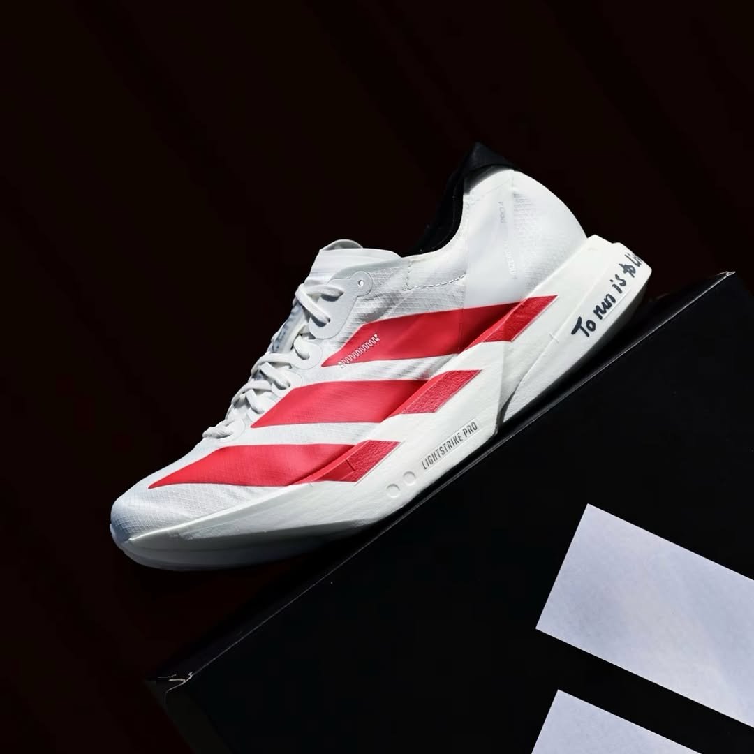 Adidas Adizero Adios Pro 4 white red lightweight marathon running sho